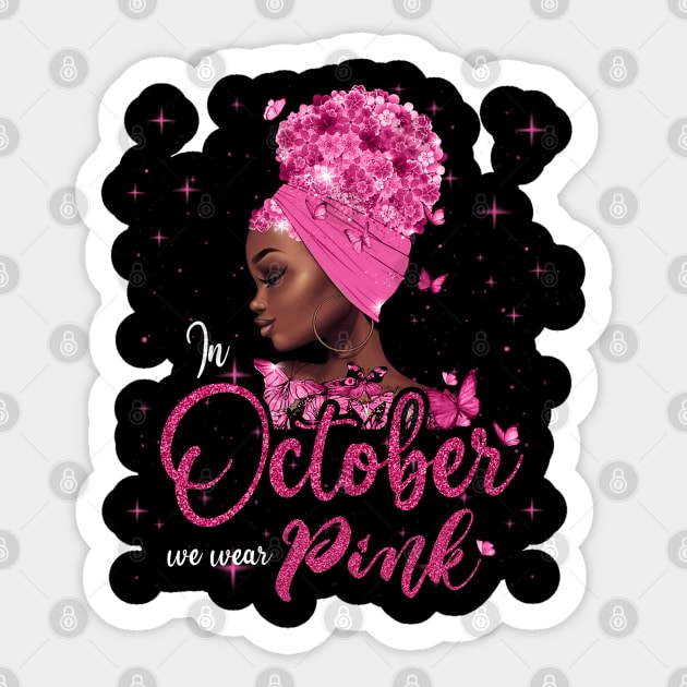 In October We Wear Pink Ribbon Breast Cancer Awareness Sticker by Charaf Eddine